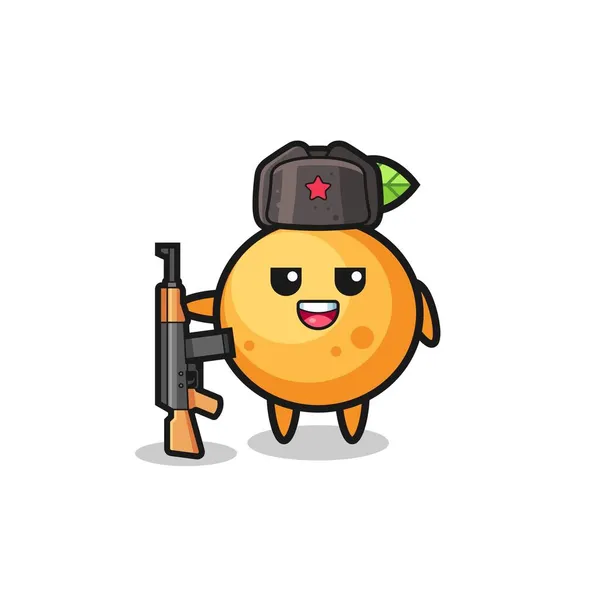 Lindo Naranja Fruta Dibujos Animados Como Ejército Ruso Lindo Diseño — Vector de stock