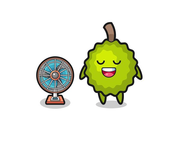 cute durian is standing in front of the fan , cute design