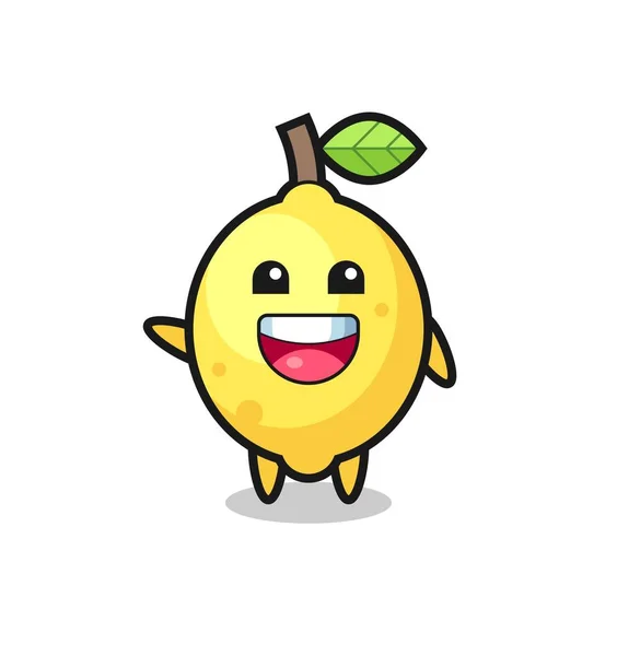 Mutlu Limon Şirin Maskot Karakteri Şirin Tasarım — Stok Vektör