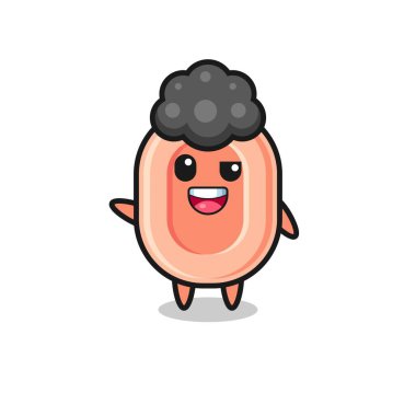 Afro çocuk rolünde sabun karakteri, şirin tasarım.