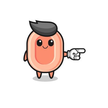 Doğru jestli, sevimli tasarımı olan sabun maskotu.