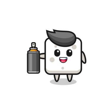 Grafiti bombacısı olarak şeker küpü, şirin tasarım.