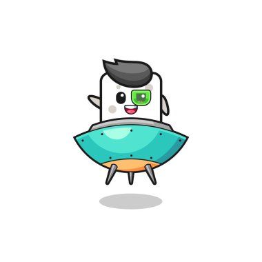 Gelecekteki uzay gemisine binen şeker küplü çizgi film, şirin bir tasarım.