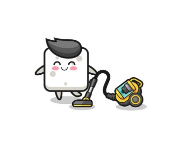 Hoş şeker küpü elektrikli süpürge çizimi, şirin tasarım.