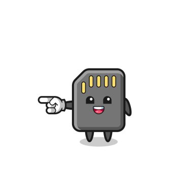 bellek kartı karikatürü işaretli sol işaret, şirin tasarım