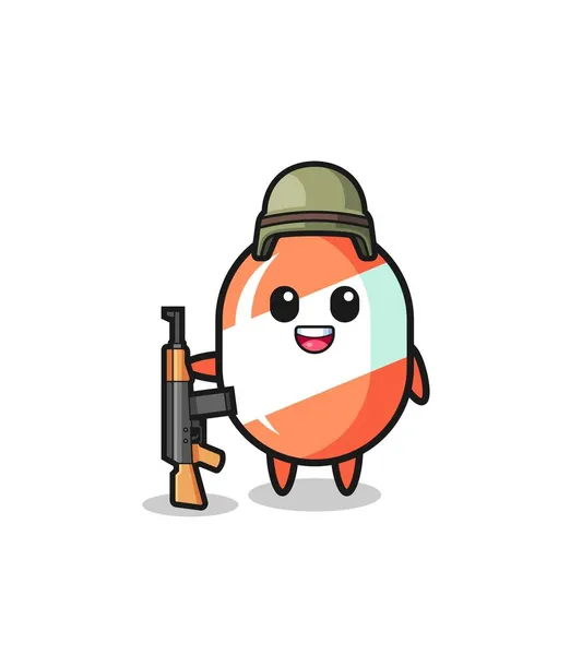 Lindo Caramelo Mascota Como Soldado Lindo Diseño — Vector de stock