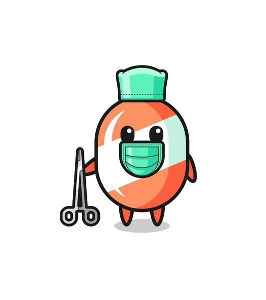 Mascotte Bonbons Chirurgien Personnage Design Mignon — Image vectorielle