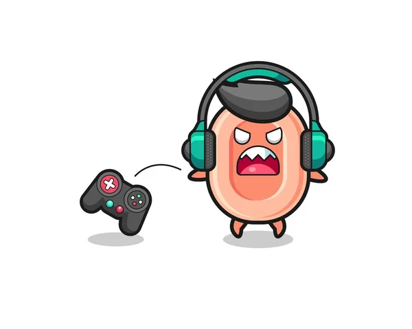 Zeep Gamer Mascotte Boos Schattig Ontwerp — Stockvector