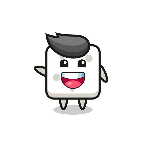Happy Sugar Cube Cute Mascot Character Cute Design — Stock Vector