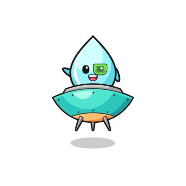 Geleceğin uzay gemisine binen su damlası çizgi filmi, şirin bir tasarım.