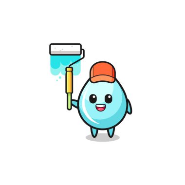 Su damlası boyacı maskotu boya silindirli, şirin bir tasarımı var.