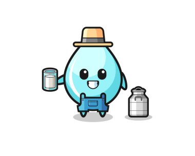 Su damlası çizgi filmi, mandıracı rolünde, şirin bir tasarım.