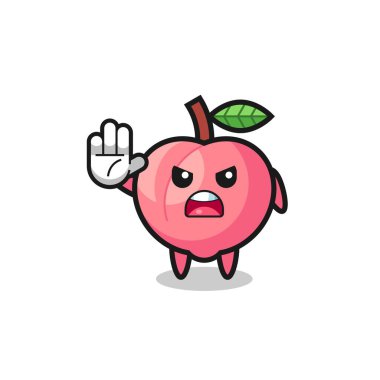 Şeftali karakteri dur hareketi yapıyor, şirin tasarım.