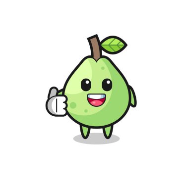 guava maskotu başparmak hareketi yapıyor, şirin tasarım