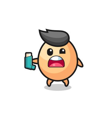 Yumurta maskotunun astımı vardı. Astım spreyini tutarken, şirin bir tasarım.