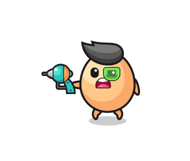 Sevimli bir yumurta elinde silah, şirin bir tasarım.