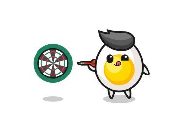 Şirin haşlanmış yumurta dart oynuyor, şirin tasarım.