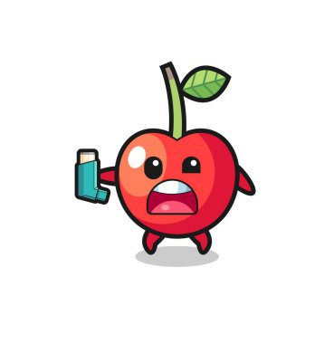 Spreyini tutarken kiraz maskotunun astımı var, şirin bir tasarım.