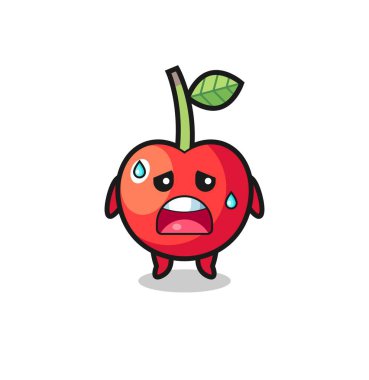 Kirazın yorgunluk karikatürü, şirin tasarım.