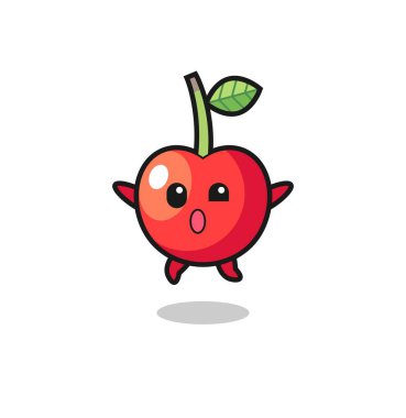 Kiraz rengi karakter zıplama hareketi, şirin tasarım.