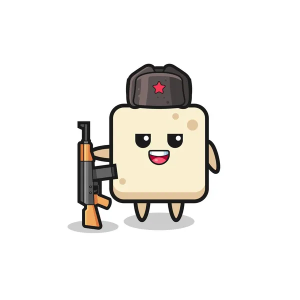 Dibujos Animados Tofu Lindo Como Ejército Ruso Lindo Diseño — Vector de stock