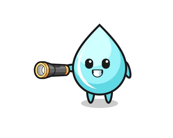 Gota Agua Mascota Celebración Linterna Lindo Diseño — Vector de stock