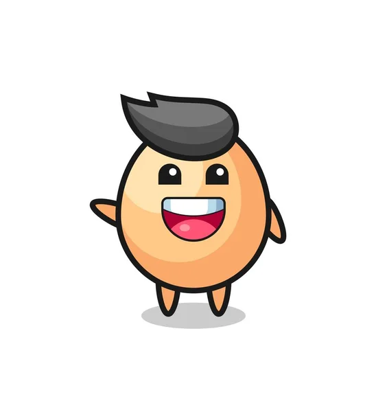 Feliz Huevo Lindo Personaje Mascota Lindo Diseño — Vector de stock