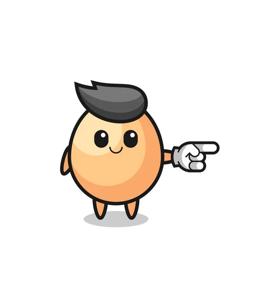 Mascotte Oeuf Avec Geste Droit Pointant Design Mignon — Image vectorielle