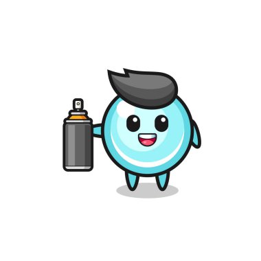 Grafiti bombacısı olarak sevimli baloncuk, şirin tasarım.