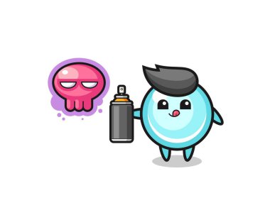 Kabarcık karikatürü, sprey boyayla bir grafiti yap, şirin tasarım.
