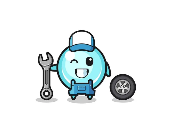 Bubble Character Mechanic Mascot Cute Design — Stock Vector