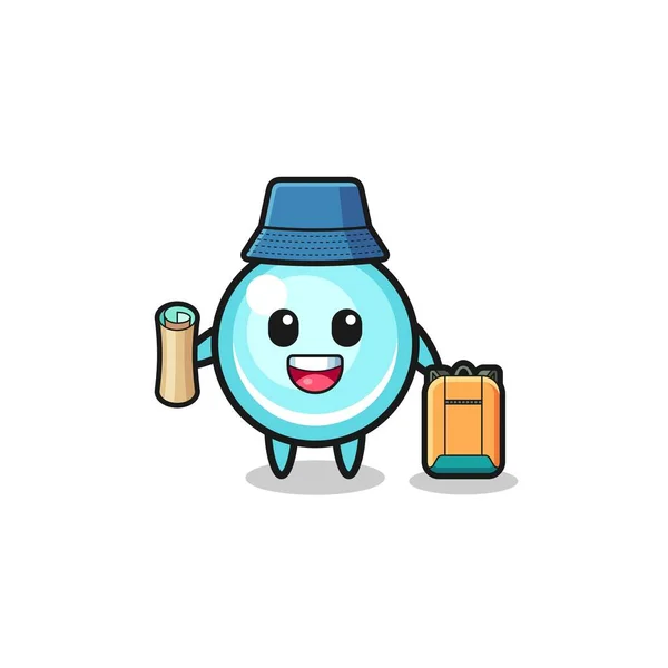 Personaje Mascota Burbuja Como Excursionista Lindo Diseño — Vector de stock