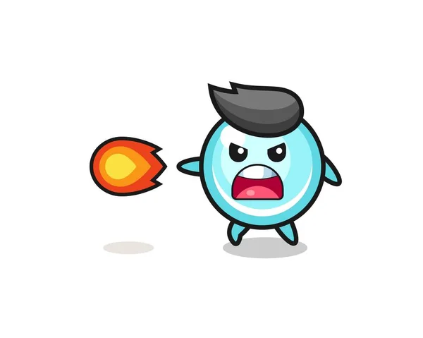 Cute Bubble Mascot Shooting Fire Power Cute Design — Stock Vector