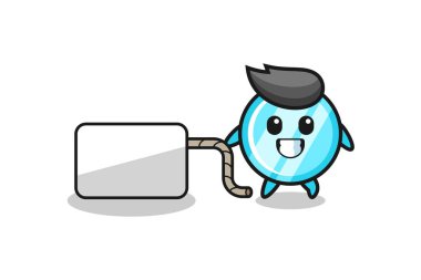 Ayna karikatürü güzel bir pankart çekiyor.