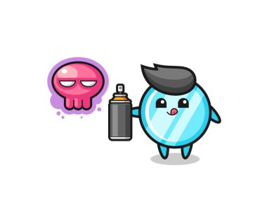 ayna karikatürü sprey boya ile bir grafiti yapmak, şirin tasarım