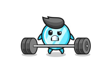 Ayna çizgi filmi halteri kaldırıyor, şirin bir tasarım.