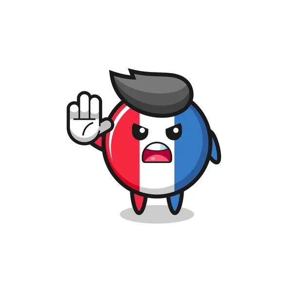 France Flag Character Doing Stop Gesture Cute Design — стоковый вектор