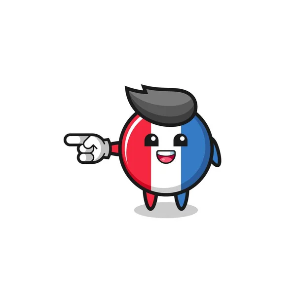 France Flag Cartoon Pointing Left Gesture Cute Design — Stock Vector