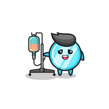 Sevimli ayna karakteri. İnfüzyon direği, şirin tasarım.