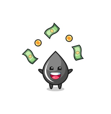 Petrol damlasının, gökten düşen parayı yakalama resmi, şirin tasarım.