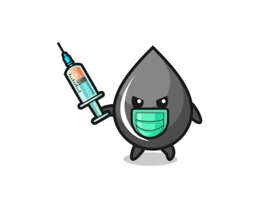 Virüsle savaşmak için yağ damlasının çizimi, şirin tasarım.