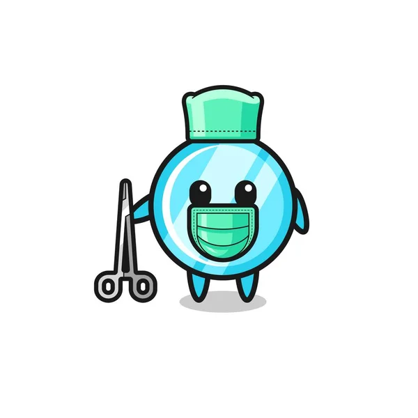 Cirurgião Espelho Mascote Personagem Projeto Bonito —  Vetores de Stock