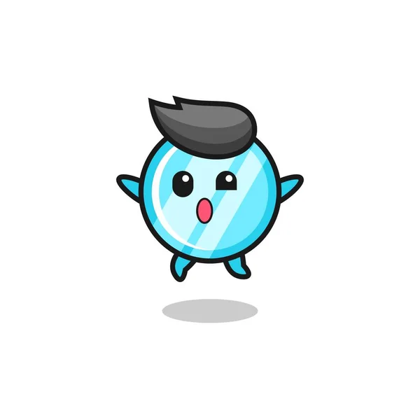 Personaje Espejo Está Saltando Gesto Lindo Diseño — Vector de stock