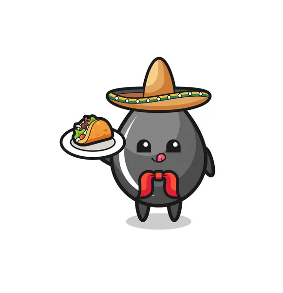 Goutte Huile Chef Mexicain Mascotte Tenant Taco Design Mignon — Image vectorielle