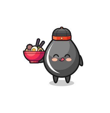 Yağ damlası, Çin şef maskotu elinde erişte kasesi, şirin bir tasarım.