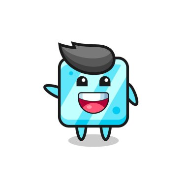 Mutlu buz küpü şirin maskot karakteri, şirin tasarım