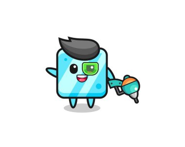 Buz küpü çizgi filmi geleceğin savaşçı maskotu, şirin tasarım.