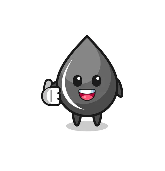 Aceite Gota Mascota Haciendo Pulgares Hacia Arriba Gesto Lindo Diseño — Vector de stock