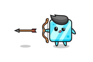 Buz küpü karakteri tasviri okçuluk yapıyor, şirin tasarım