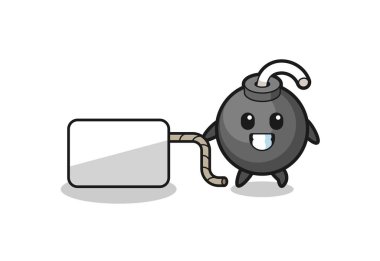 Bomba karikatürü güzel bir afiş asıyor.